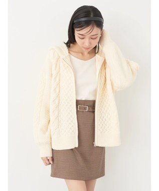 earth music&ecology ケーブルニットパーカー Off White