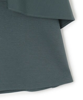 23区 【汗じみ防止/洗える】ランダムフリルジャージー ドッキング カットソー ダークグリーン系