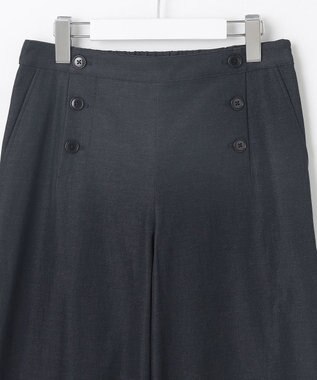 J.PRESS LADIES 【洗える・接触冷感・UVケア・吸水速乾・防透け】麻シェルドライ ワイドストレート マリン パンツ ネイビー系