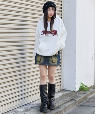 WEGO 【ユニセックス着用ITEM/SMLサイズ展開】グラフィックロゴプルパーカー ホワイト