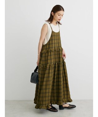 Green Parks ・Ｐｅｔｉｔ　Ｆｌｅｕｒ　フリルティアードキャミワンピ Olive
