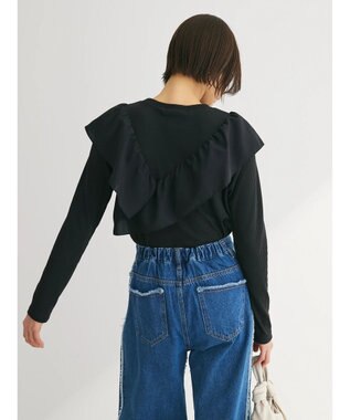 Green Parks ・ＳＵＧＡＲ　ＳＰＯＯＮ　アシンメトリーフリルロンＴＥＥ Black