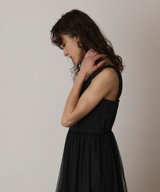 GRACE CONTINENTAL チュールコンビティアードワンピース ブラック