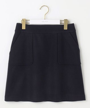 ANY SIS 【セットアップ可】メルトンライク ミニスカート ネイビー