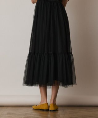 GRACE CONTINENTAL チュールコンビティアードワンピース ブラック