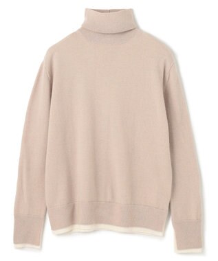BEIGE， 【洗える】POMPE / ウールカシミヤタートルネックニット Taupe×Ecru
