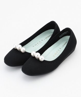 TOCCA 【軽量・撥水・お洗濯可・選べるシュークリップ】steppi×TOCCA BALLET PUMPS パンプス ブラック×パール