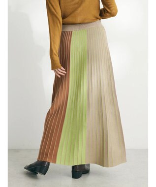 CRAFT STANDARD BOUTIQUE マルチストライプバイカラーニットスカート Beige