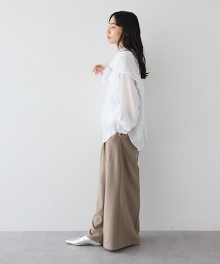 CRAFT STANDARD BOUTIQUE 【2点SET】スカーフ付きシアーストライプシャツ Stripe White