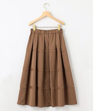 組曲 フリルタフタ フレアスカート モカブラウン系