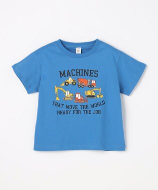 ANY KIDS 【洗濯機可能】はたらく車プリント 半袖Tシャツ ブルー