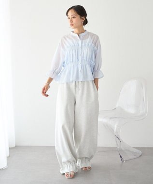 earth music&ecology シャーリングストライプシャツ Stripe Sax