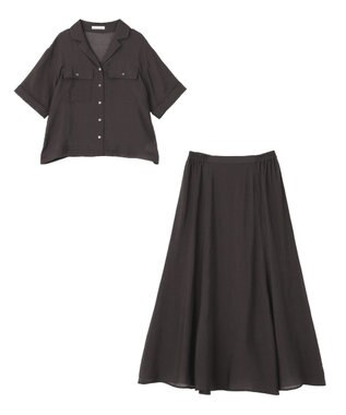 Green Parks ＳＥＴ２点　シャツスカートセットアップ Charcoal Gray