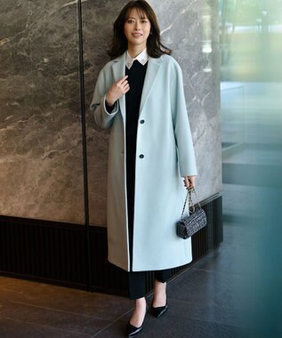 23区 【WEB&一部店舗限定】ウールモッサ チェスターコート スカイブルー系