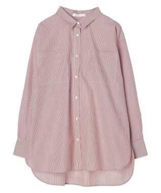 Green Parks 胸元ポケットイージーケアストライプシャツ Bordeaux