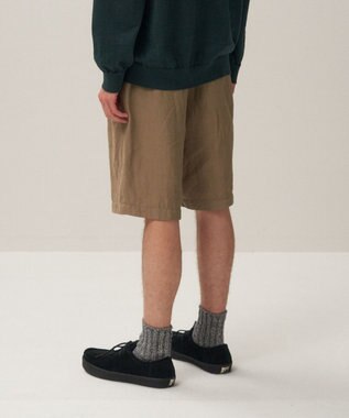 ATON COTTON LINEN VOILE | ツータックイージーショーツ - UNISEX CAMEL