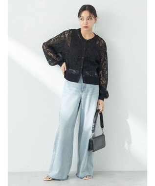 earth music&ecology レースカーディガン Black