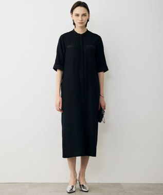 ICB 【先行予約】 FluidBackSatin シャツワンピース ブラック
