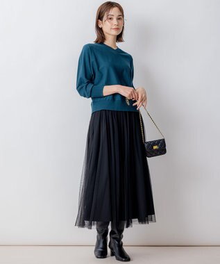 組曲 S 【WEB限定】Vネックドルマンスリーブ ニット ダークグリーン系