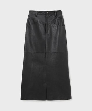 GRACE CONTINENTAL クラッシュレザータイトスカート ブラック