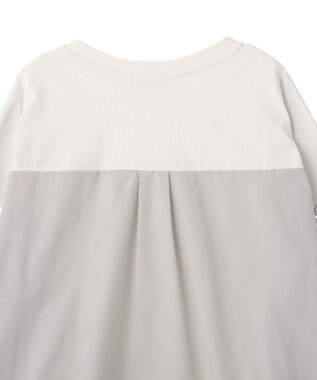 Green Parks ７分袖サイドシャーリングドッキングプルオーバ Off White