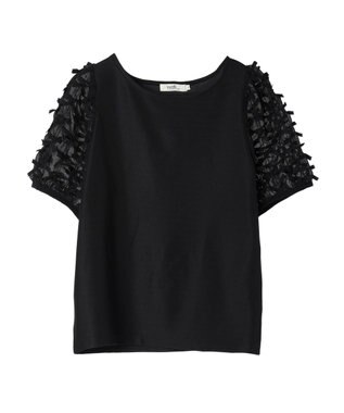 earth music&ecology リボンスリーブプルオーバー Black