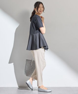 ANY L 【洗濯機可】コンビネーションイレヘムカットソー ブラック