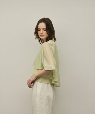 GRACE CONTINENTAL シアーケープニットカーディガン ライトグリーン