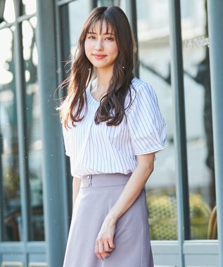 any SiS 【洗える】コットン/キュプラ タックスリーブ ブラウス