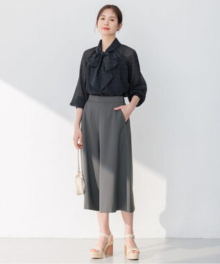 組曲 L 【前後着用可】サッカードビードットプリント ブラウス ブラック系5