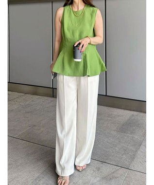 Green Parks AnriettMusee ノースリーブタックペプラムブラウス Green