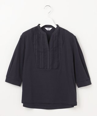 J.PRESS LADIES L スムースジャージー バンドカラー カットソー ネイビー系