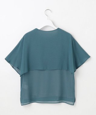 J.PRESS LADIES 【洗える】シアーサッカーチェック カットソー ダルグリーン系