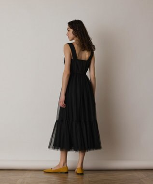 GRACE CONTINENTAL チュールコンビティアードワンピース ブラック