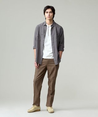 J.PRESS MEN 【ウォッシャブル可】コンフォートストレッチリネン スラックス ブラウン系