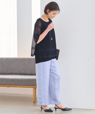 自由区 【洗える・XSサイズあり】レースEDGE Tシャツ＆インナータンクトップセット トップス ネイビー系