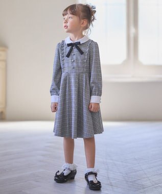 ANY KIDS 長袖 ワンピース グレンチェック