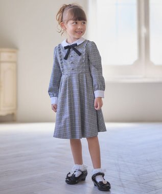 ANY KIDS 長袖 ワンピース グレンチェック