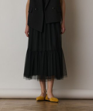 GRACE CONTINENTAL チュールコンビティアードワンピース ブラック