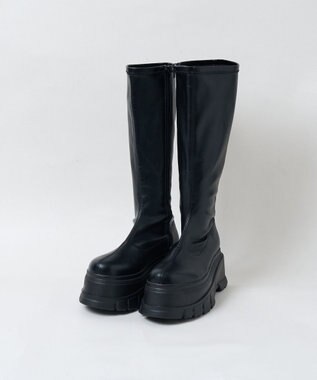 WEGO 厚底ボリュームロングブーツ ブラック