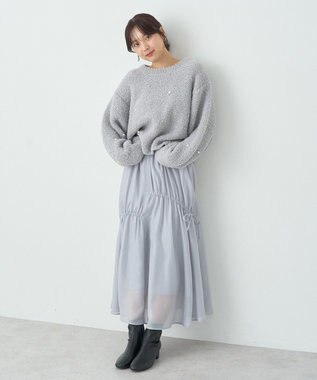 earth music&ecology ブークレービジュープルオーバー Light Gray