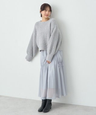 earth music&ecology ブークレービジュープルオーバー Light Gray