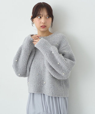 earth music&ecology ブークレービジュープルオーバー Light Gray