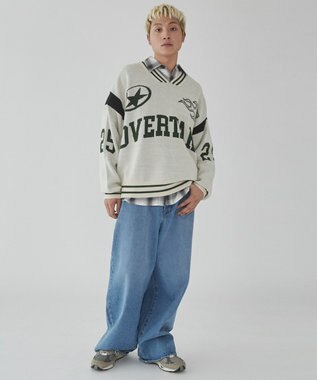 WEGO 【ユニセックス着用ITEM】ラインリブゲームロゴプルオーバー ホワイト