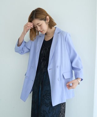 YECCA VECCA 【接触冷感】COOLシャツテーラードジャケット Blue