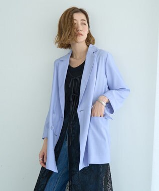 YECCA VECCA 【接触冷感】COOLシャツテーラードジャケット Blue