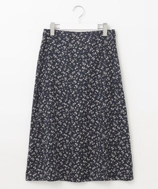 J.PRESS LADIES L 【洗える】 スパンローンフラワー フレアー スカート ネイビー系5