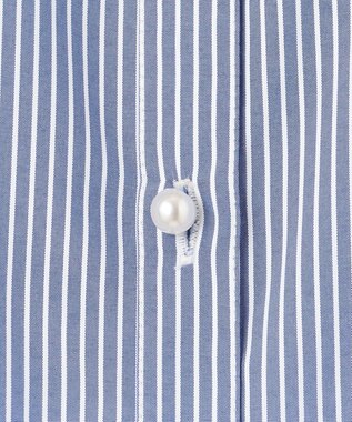 Feroux 【洗える】パールボタンストライプ シャツワンピース ネイビー系1