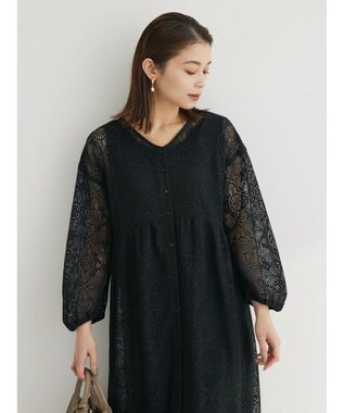 Green Parks ＳＥＴ２点レースワンピース×インナー Black