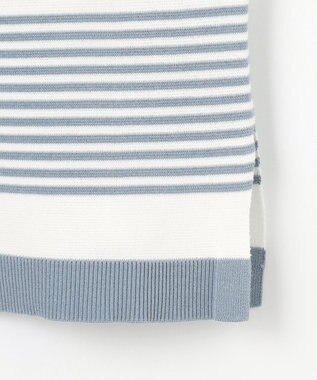 J.PRESS LADIES L 【洗える】Cotton Acetate パネルボーダー プルオーバー ニット ブルー系1